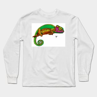 Chameleon Reptile colorful cheerful author Long Sleeve T-Shirt